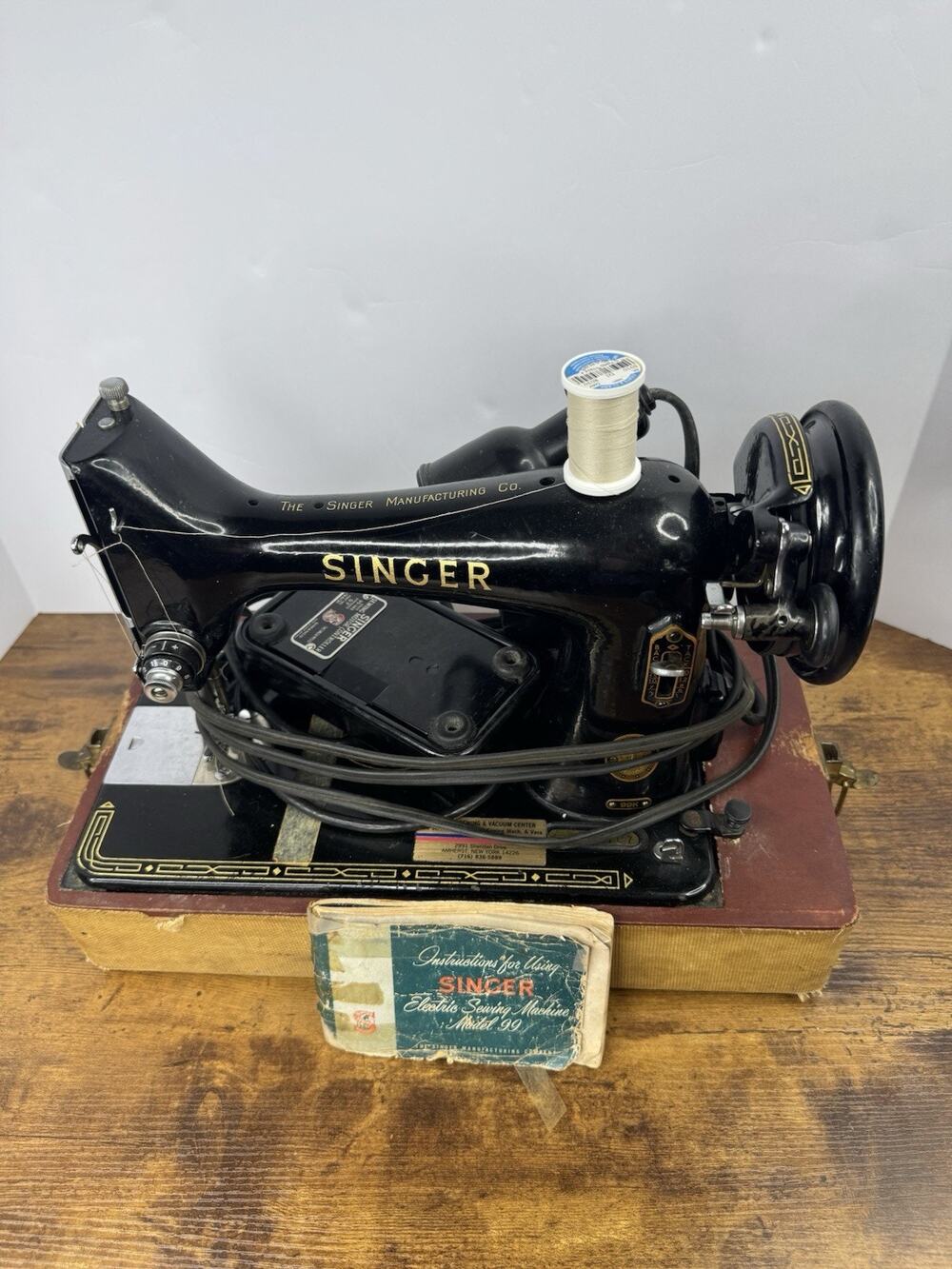 1954 Singer 99K Portable Electric Sewing Machine Case Manual EJ495107
